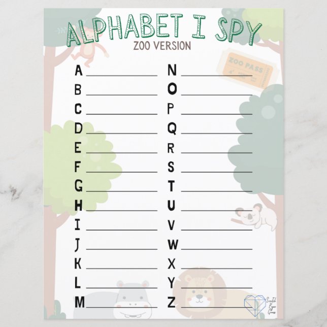 Lámina Alphabet I Spy (Anverso)