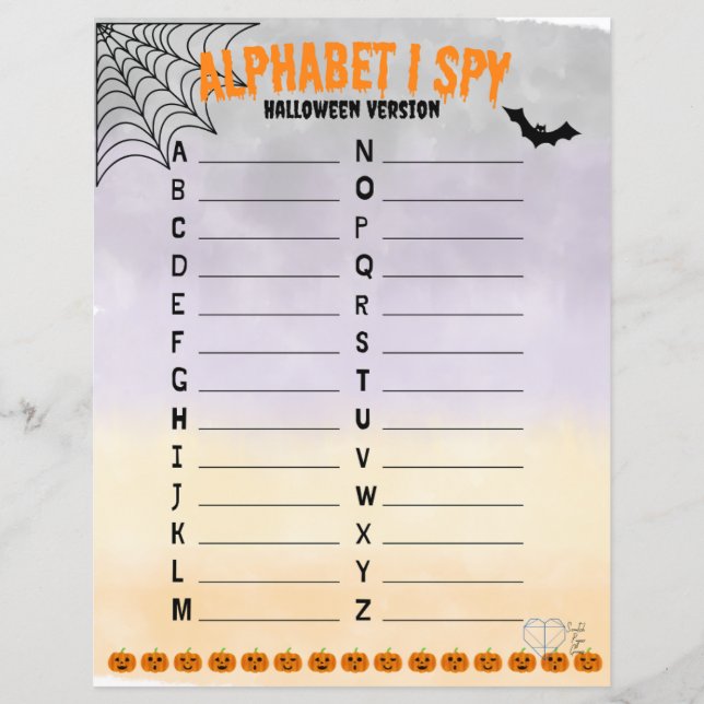 Lámina Alphabet I Spy - Versión de Halloween