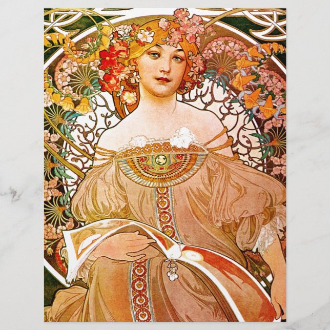 Lámina Alphonse Mucha Dreaming (Reverie) (Anverso)