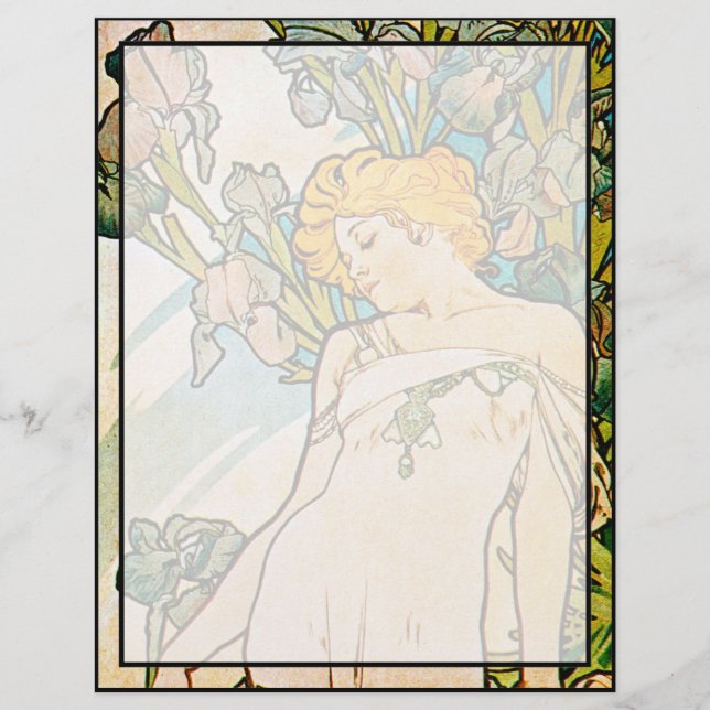 Lámina Alphonse Mucha - Iris WB (Anverso)