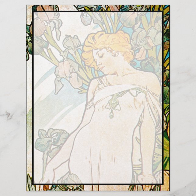 Lámina Alphonse Mucha - Iris WB (Anverso)
