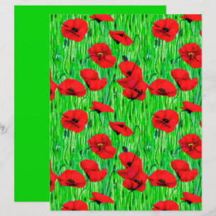 Lámina Amapolas Rojas en un Campo Verde