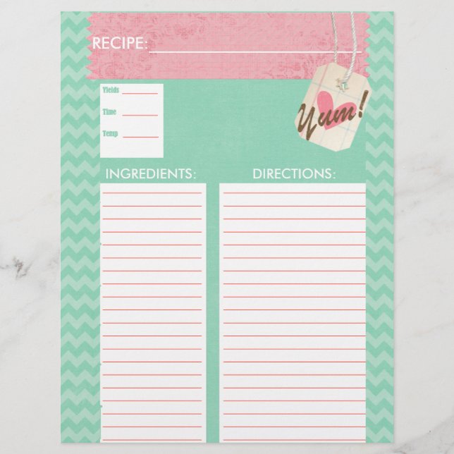 Lámina Amar De La Receta De Horno Insertar (Anverso)