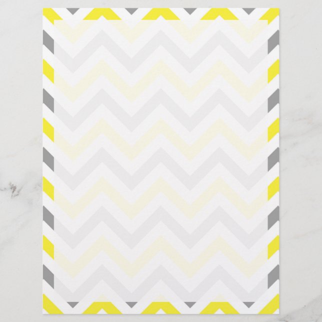 Lámina Amarillo, Gris Dk Whm Gran Patrón ZigZag Chevron (Anverso)