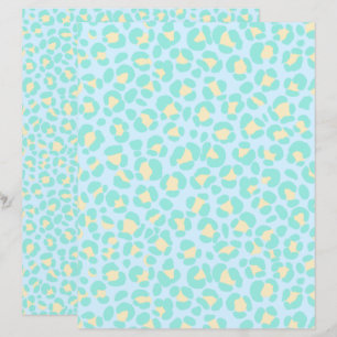 Lámina Amarillo Verde azulado azul Leopardo Pastel