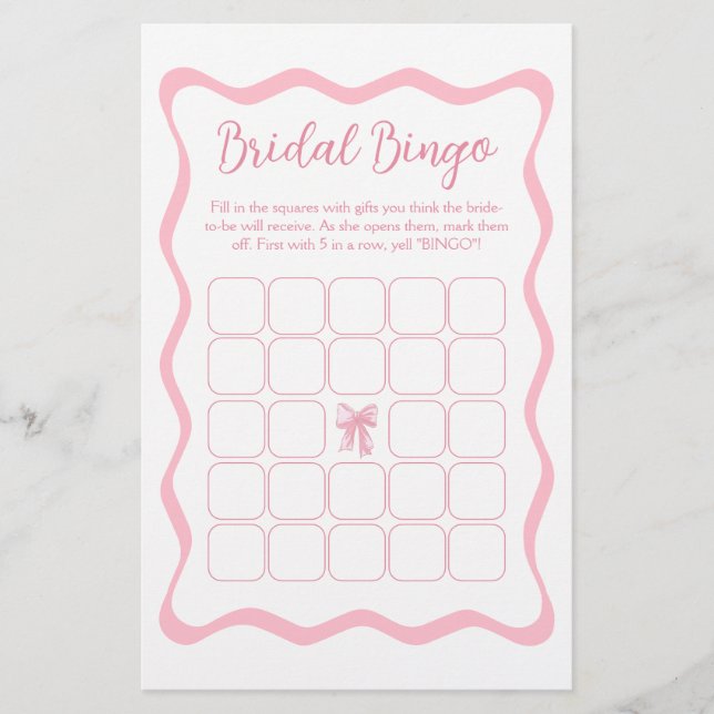 Lámina Amarrándose el nudo Bridal Shower Juego de Bingo B (Anverso)