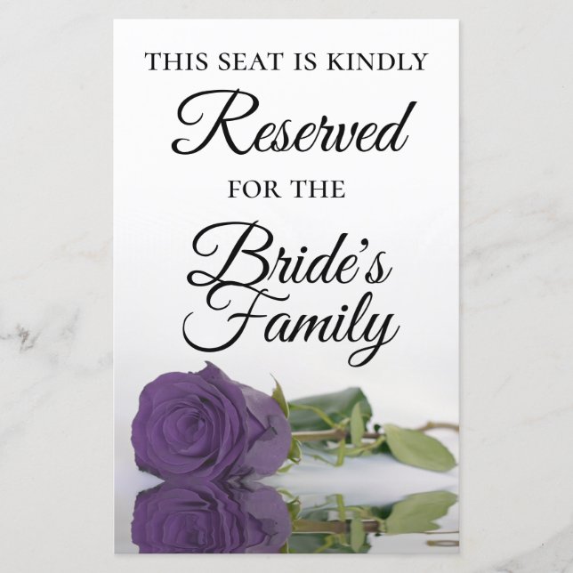Lámina Amethyst Purple Rosa Reservado Boda Place Card (Anverso)