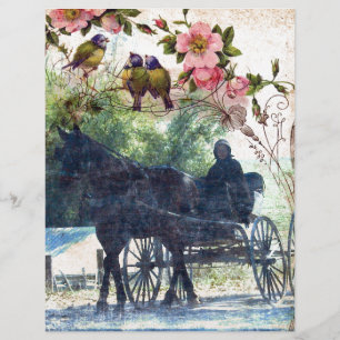 Lámina Amish Horse and Buggy Birdie Textura