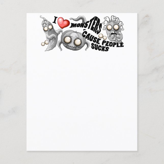 Lámina Amo a los monstruos porque la gente se acosa (Anverso)