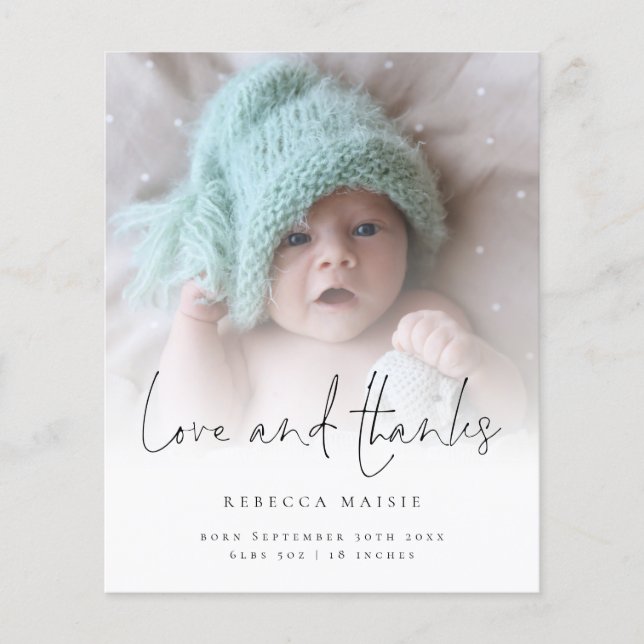 Lámina Amor de Presupuesto Gracias Superposición de Foto  (Anverso)