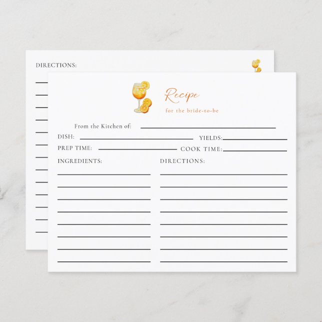 Lámina Amor en el primer Naranja de la receta de Spritz B (Anverso / Reverso)