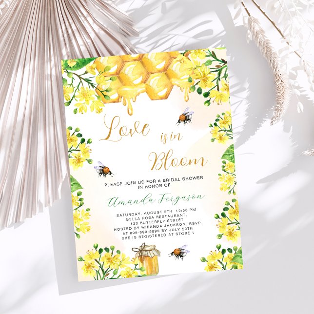 Lámina Amor en las abejas amarillas en flor invitación a  (Subido por el creador)