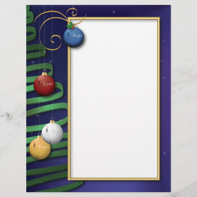 Lámina Amor, Esperanza, Paz, Alegría Navidades Carta (Anverso)