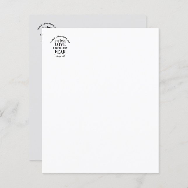 Lámina Amor Eterno - 1 Juan 4:18 Escritura Cita Arte (Anverso / Reverso)