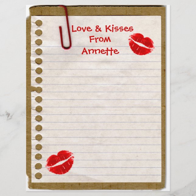 Lámina Amor y Besos De... Encabezado Lindo (Anverso)