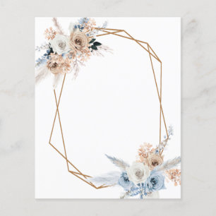 Lámina añada su propio texto boho floral pampas boda