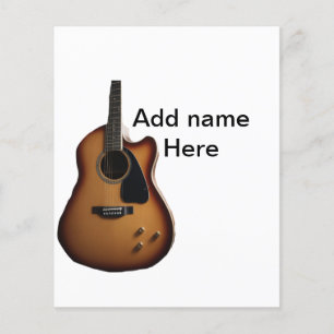 Lámina Añadir el nombre texto guitarra acústica marrón ed