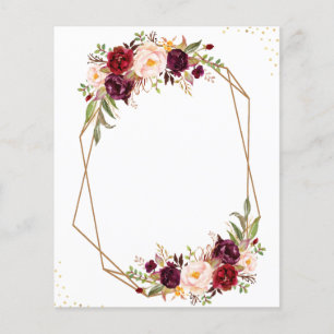 Lámina añadir tu propio texto Burgundy acuarela floral
