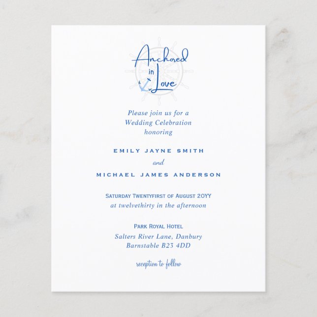 Lámina Anclado en amor: Invitaciones a la boda náutica mo (Anverso)