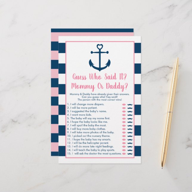 Lámina Anclaje De La Armada Rosa Adivina Quién Dijo Que E (Anverso/Reverso In Situ)