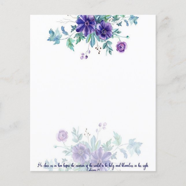 Lámina Anemia acuosa púrpura Efesios 4:1 (Anverso)