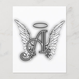Lámina Ángel Alphabet A Inicial Lating Wings Halo