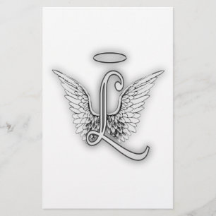Lámina Angel Alphabet L Letra Inicial Wings Halo