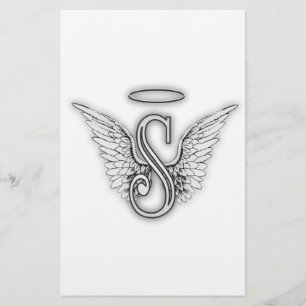 Lámina Angel Alphabet S Letra Inicial Wings Halo