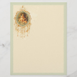 Lámina Angel Cherub Ornate Golden Letterhead