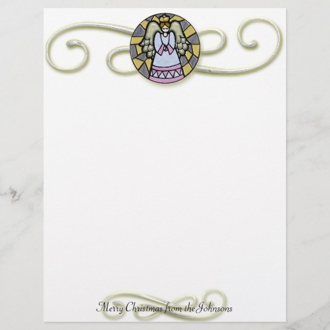 Lámina Ángel de Navidad con aspecto de vidriera antigua (Anverso)