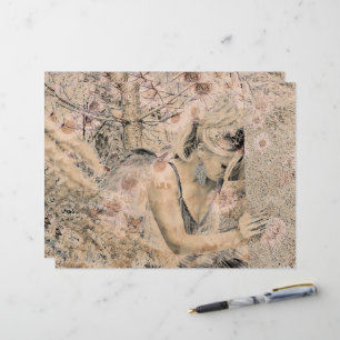 Lámina Angel Elegant Boho Floral Antique Sepia