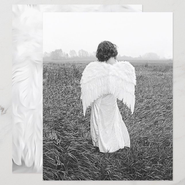 Lámina Ángel Elegante Arte Fotográfico Blanco Y Negro (Anverso / Reverso)