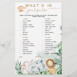 Lámina Animal Safari Baby Lo que hay en tu bolso