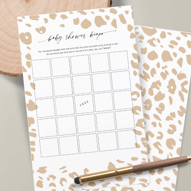 Lámina Animal Safari moderno imprime Bingo Baby Shower (Gender Neutral Baby Shower BINGO game, Safari Animal Prints Themed Shower.)