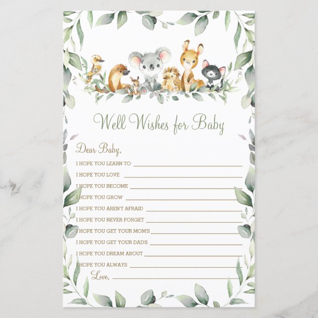 Lámina Animales australianos desean un juego para bebés (Anverso)