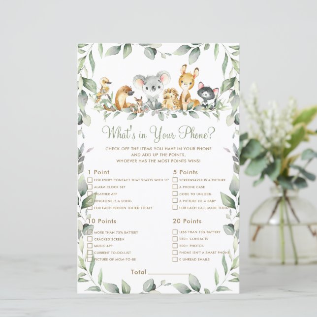 Lámina Animales australianos qué hay en tu juego de teléf (Anverso de pie)