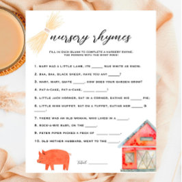 Lámina Animales de Barnyard - Juego de rimas de guardería