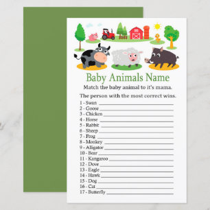 Lámina Animales de granja Animales de bebé Juego Nombre