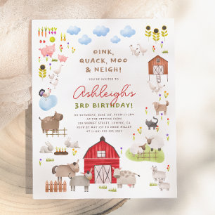Lámina Animales de granja económicos para fiesta de cumpl