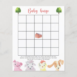 Lámina Animales de granja - Juego de bingo para la ducha 