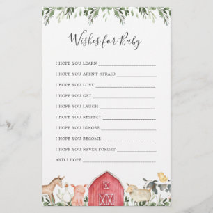 Lámina Animales De Granja Que Baby Shower Desea Para El B