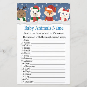 Lámina animales de invierno Bebé Animales Nombre Juego Du