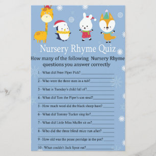 Lámina Animales de invierno Rhyme Prueba de Nursery juego