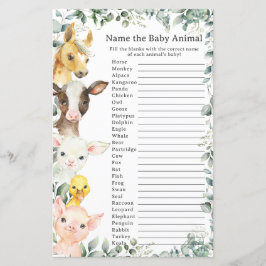 Lámina Animales de la granja Cute Greeneration Nombre Jue