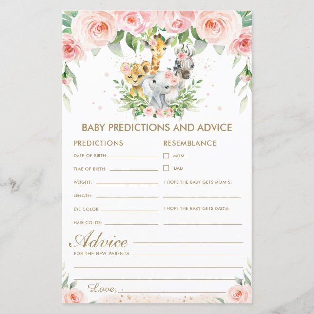 Lámina Animales de la jungla Floral Predicciones y consej (Anverso)