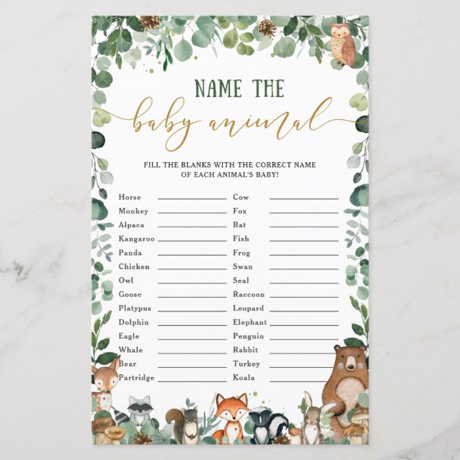 Lámina Animales De La Tierra De La Cuta Denominan Juego D (Anverso)