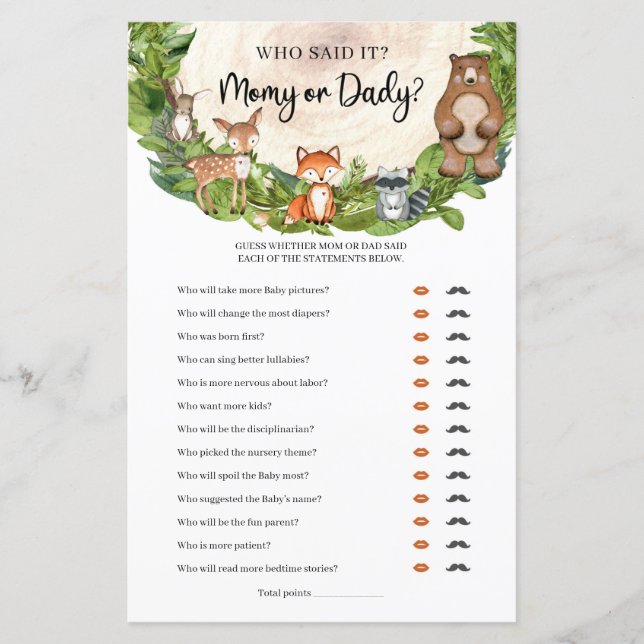 Lámina Animales de madera trozo de madera Mami o Daddy (Anverso)