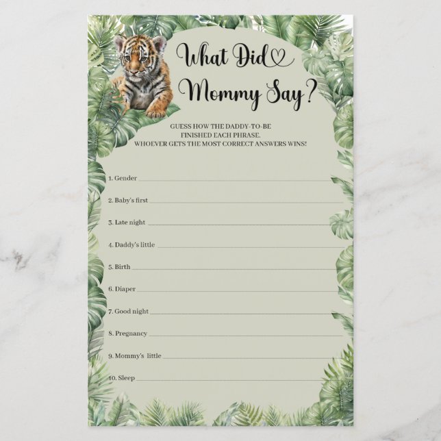 Lámina Animales de Safari de la Selva Lo que dijo mamá de (Anverso)