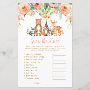 Lámina Animales de Woodland adivinan el juego de Baby Sho