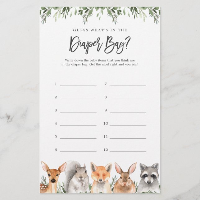 Lámina Animales de Woodland adivinan qué hay en la bolsa  (Anverso)